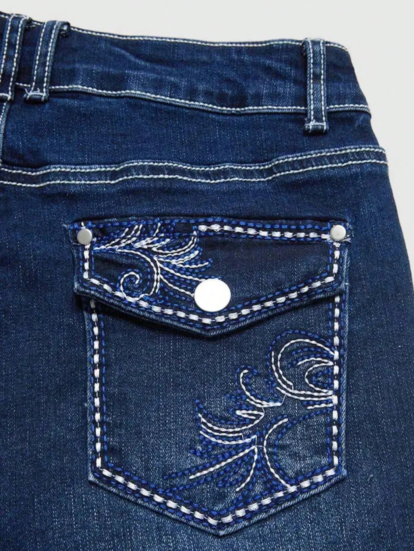 【HME】Women's fashion slim-fit tapered jeans, vintage peacock feather embroidery, machine wash all year round