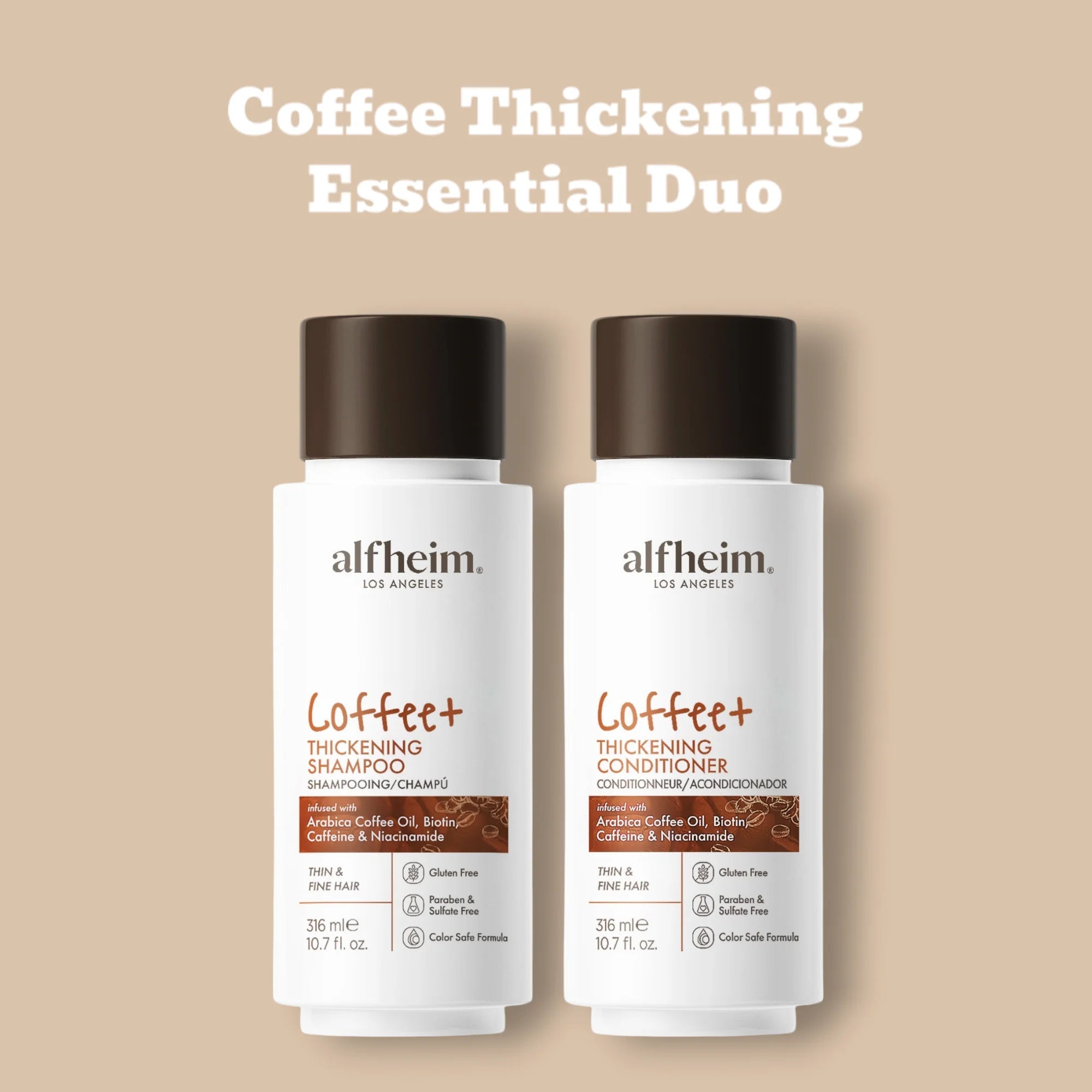 Coffee+ Thickening Shampoo & Conditioner Set–Strengthens,Adds Volume,Bounce & Shine,Moisturizing &Volumizing for Fine Hair Halalzen