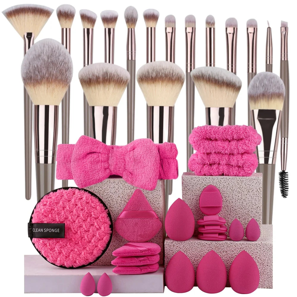 Premium Makeup Brushes Set, Including Makeup Brushes, Hairband Wrist Sponge Ball Powder Puff Silicone Cleaning Makeup Brush Tool