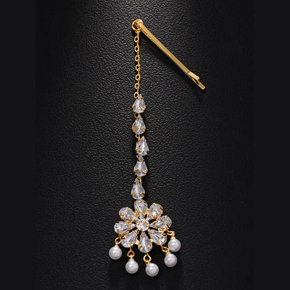 Stonefans Pearl Forehead Chain Indian Jewellery Women Vintage Headband Pendant Crystal Party Hair Accessories Y2k Wedding Gifts