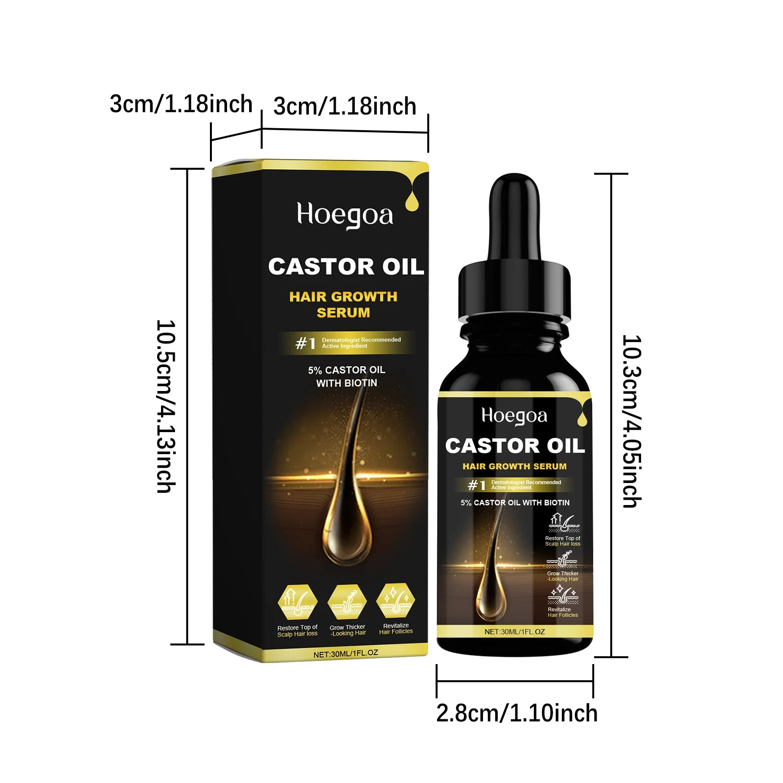 Hoegoa 30ml Castor Oil Hair Thickening Essential Oil Nourish Scalp Massage Refreshing Hair Growth Repair Smoothing Hair Care Oil