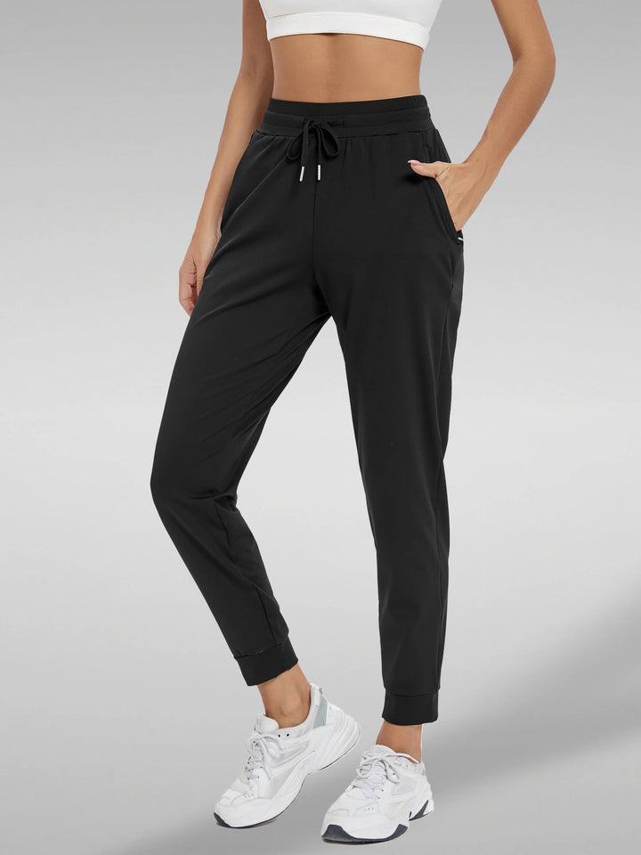 Damen-Jogginghose mit Taschen, hochgeschnitten, sportlich, für Workout und Yoga, bequeme Loungewear
