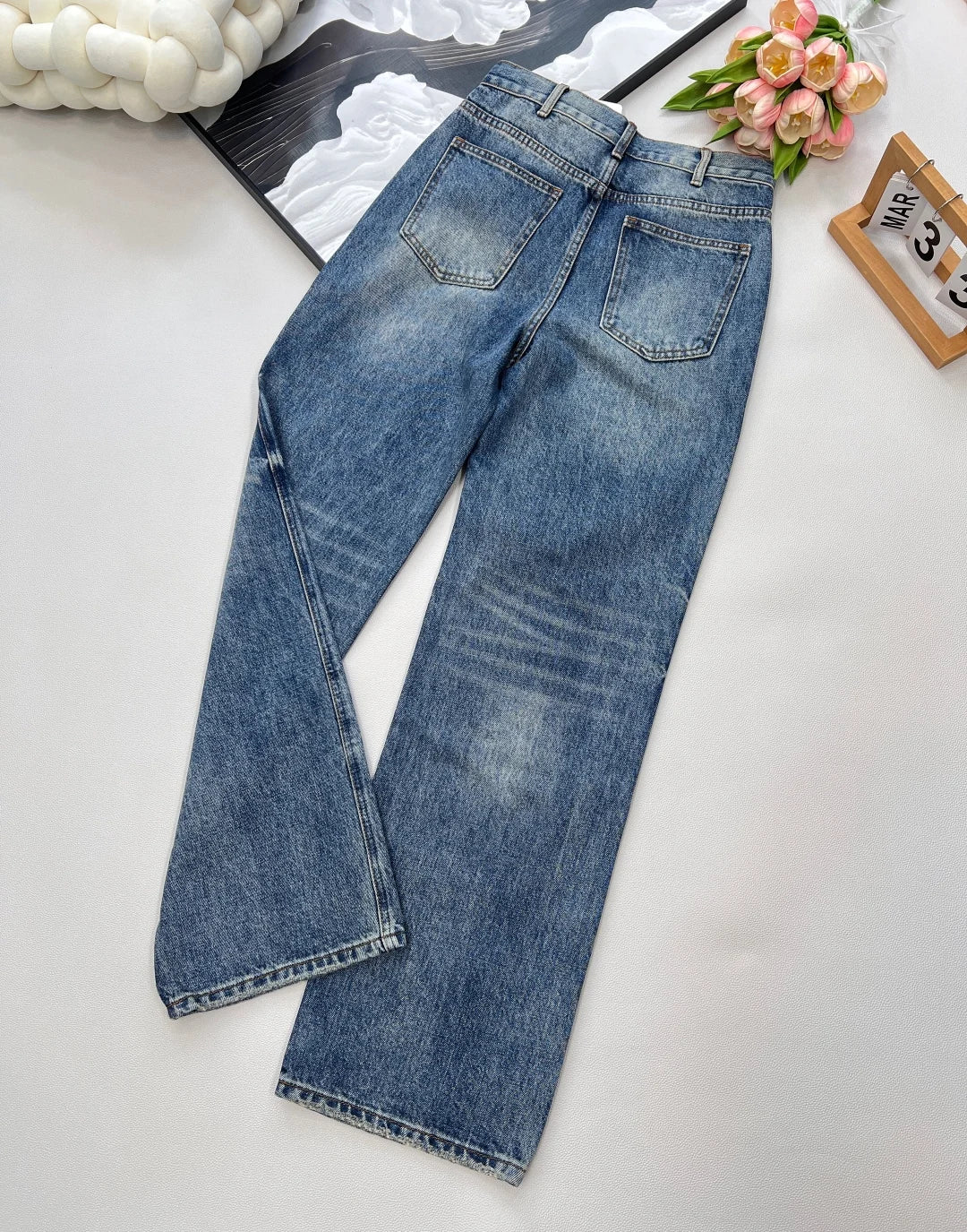 High Quality 2025 Spring And Summer Women's Casual Fashion Cotton Denim Straight Zipper Button Jeans JQ078