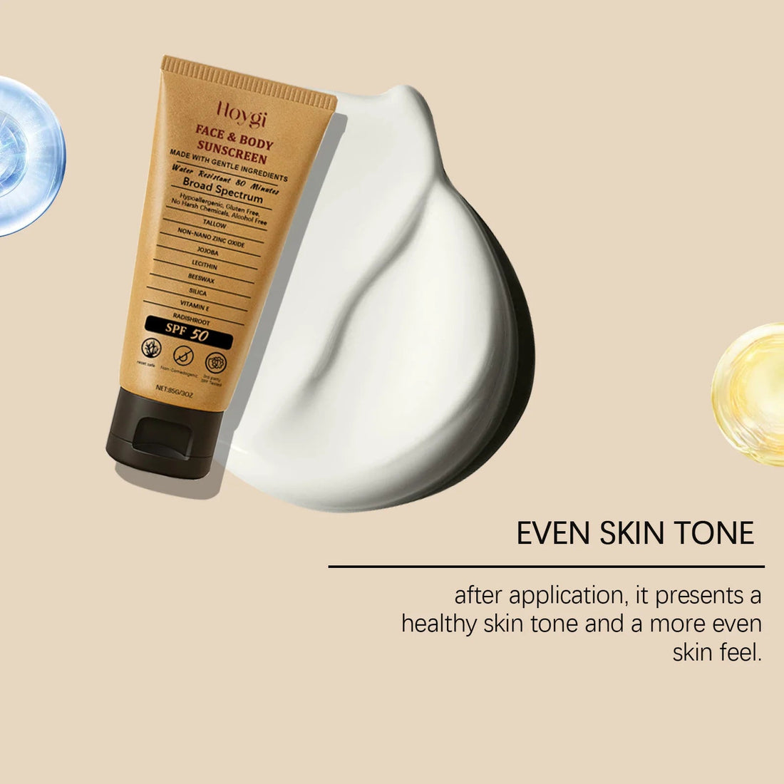 Hoygi 85g Beef Tallow Sunscreen Cream Spf50 Body Face Lasting Sun Protection Nourish Soothing Redness Refreshing Skin Sunscreen Halalzen
