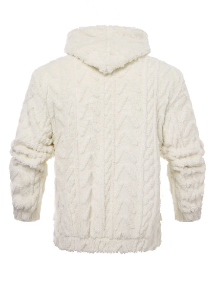 Men's letter drawstring hooded teddy bear jacket, jacquard velvet fabric is soft and comfortable, double pocket design