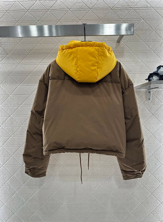 2025 Early Autumn Warm Down Jacket Casual Women's Coat Removable Contrast Hooded Cardigan Windproof Jacket Down Jacket