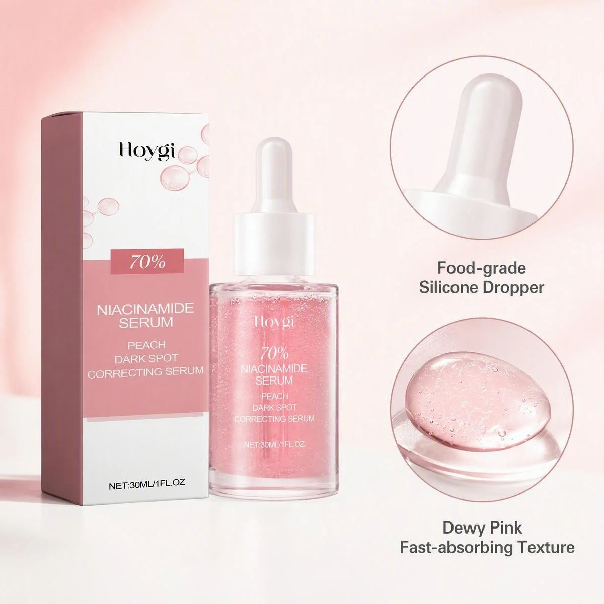 70% Niacinamide Facial Serum Hyaluronic Acid Peach Extract Hydrates Skin Minimizes Pores Refines Texture Balances Oil Restorative Face Care Serum