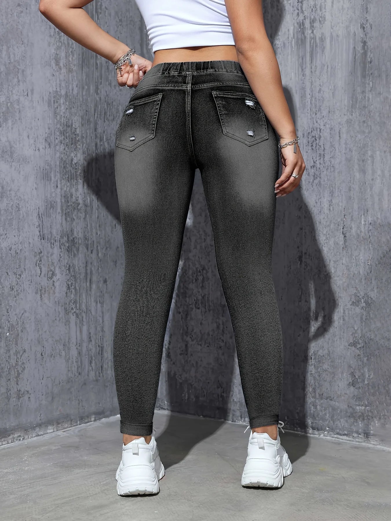 Womens Skinny Jeans Stretchy High Waisted Ankle Jean  Slim Fit Washed Denim Distressed Tight Jean