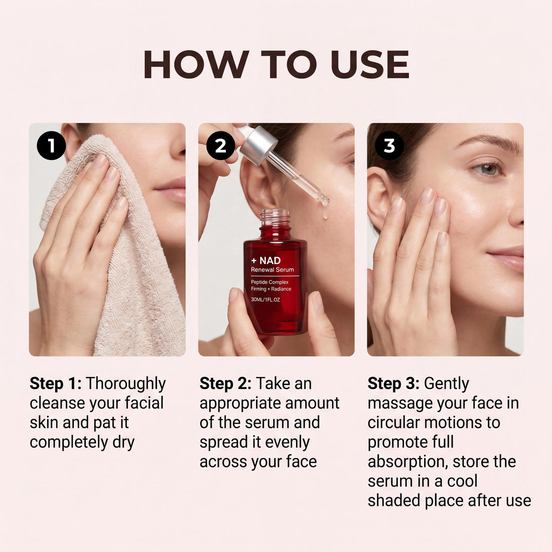 NAD Renewal Serum Peptide Complex Firming Brightening Anti Aging Hydrating Smooth Fine Lines Boosting Radiance Face Essence NAD Renewal Serum