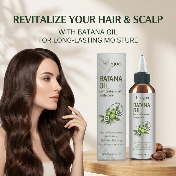 Hoegoa Batana Oil Scalp Treatment Hair Growth Serum Cold Pressed Natural Nourishing Essence Strengthening Roots Reduces Shedding Repair Damaged Hair 100ml