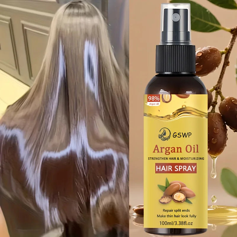 GSWP Argan Oil HAIR SPRAY, deep moisturizing and smooth, with anti-heat protection effect, suitable for all hair types.100/200ml Halalzen
