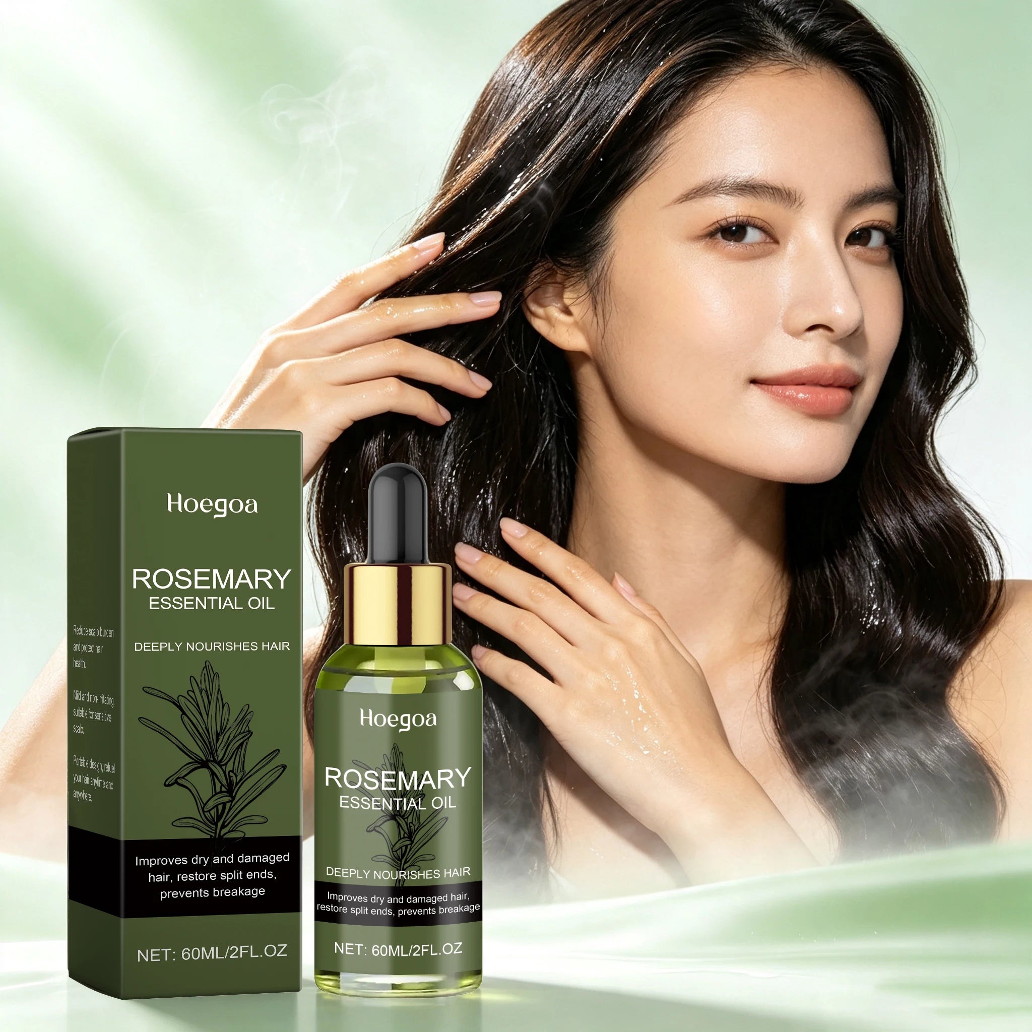 60ML Rosemary Essence Oil Moisturizing Nourishing Scalp Enhance Smoothness Repairing Damaged Hair Restore Spilt Ends Strengthen Barrier Volumizing Hair Care Oil