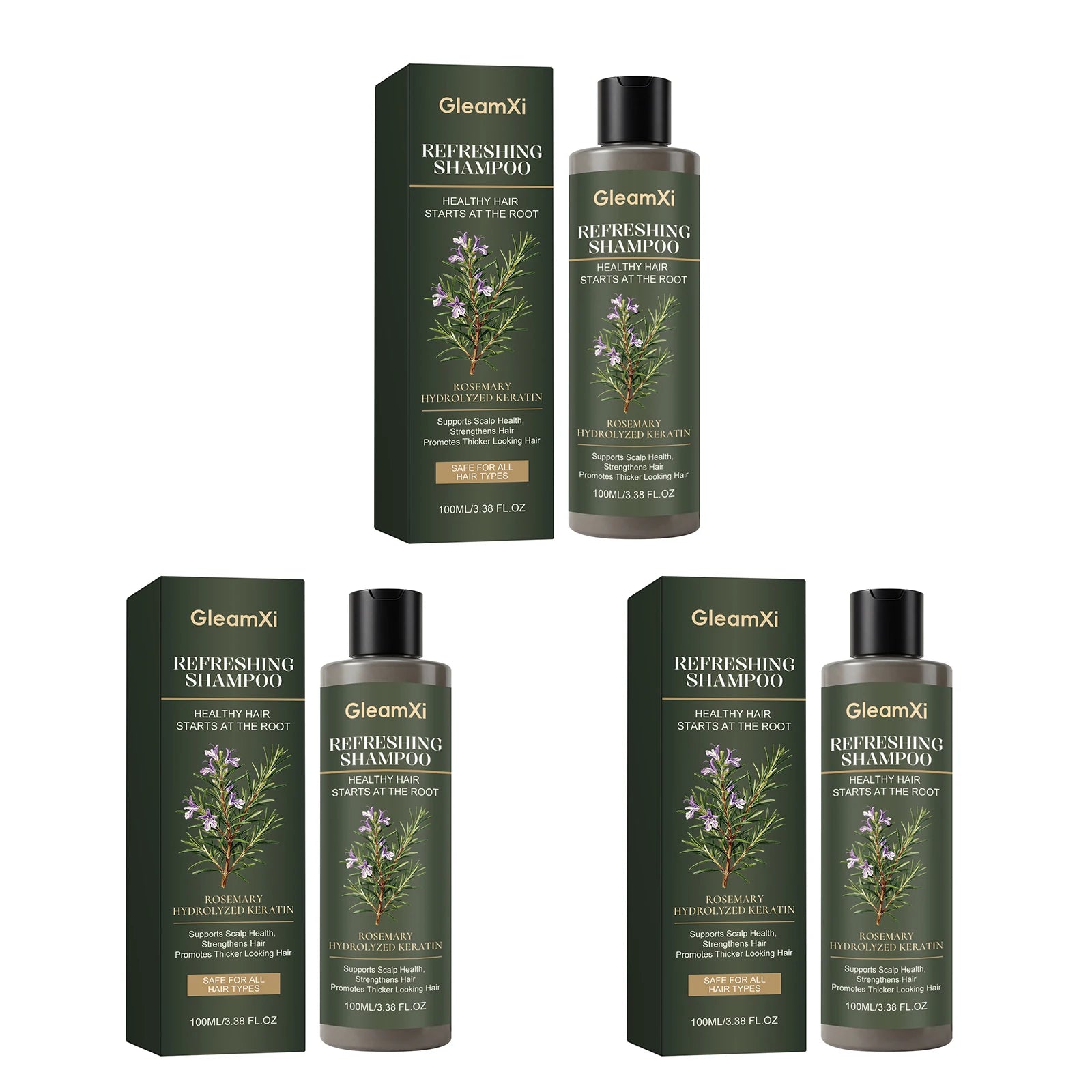 Gleamxi Rosemary Shampoo Gently Nourishing Scalp Care Anti Loss Strengthen Repair Damaged Oil Control Deep Cleaning Hair Growth Shampoo
