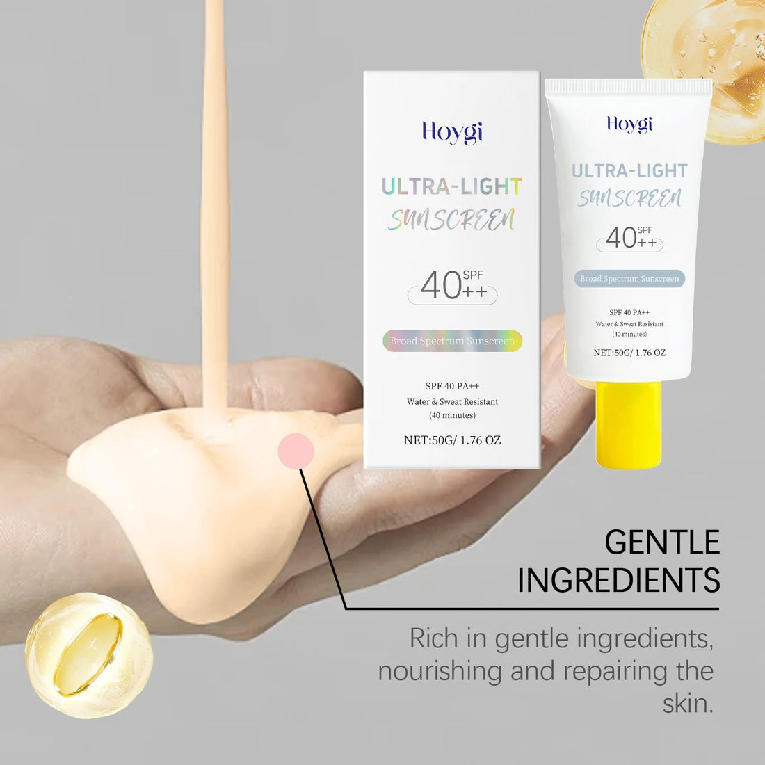 Hoygi Spf 40 Sunscreen Cream Light Texture Moisturizing No Tight Relief Dryness Prevent Sunburn Hydrating Sunblock Lotion Halalzen