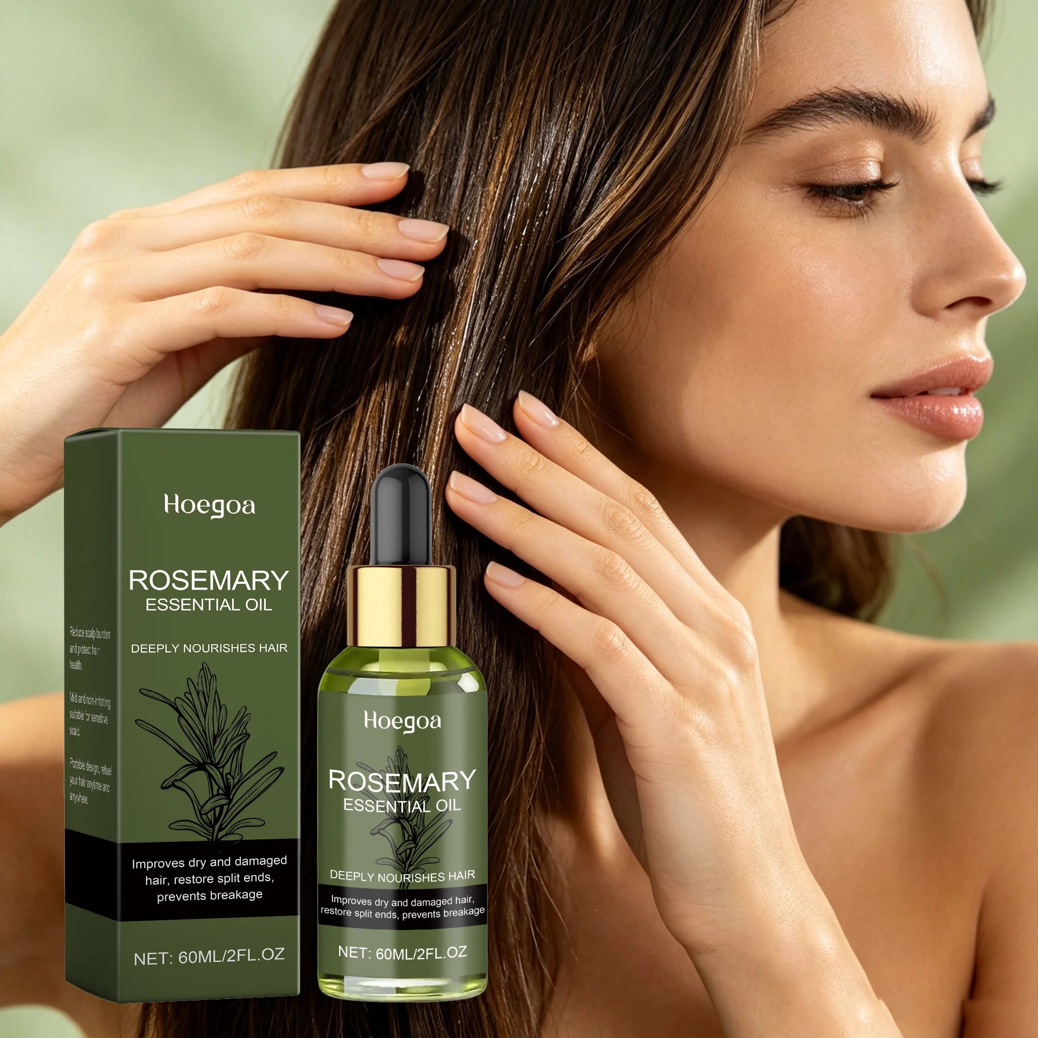 60ML Rosemary Essence Oil Moisturizing Nourishing Scalp Enhance Smoothness Repairing Damaged Hair Restore Spilt Ends Strengthen Barrier Volumizing Hair Care Oil