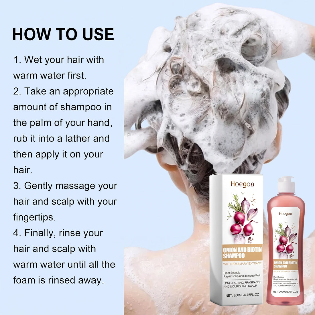 Hoegoa Onion Biotin Shampoo Scalp Soothing Gentle Cleansing Nourishing Natural Shine Smooth Growth Prevents Hair Loss Volumizing Hair Strengthen Shampoo