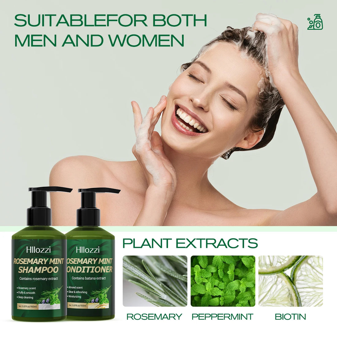 Rosemary shampoo and conditioner provide long-lasting moisturizing and nourishing care for your hair, leaving it smooth, silky.