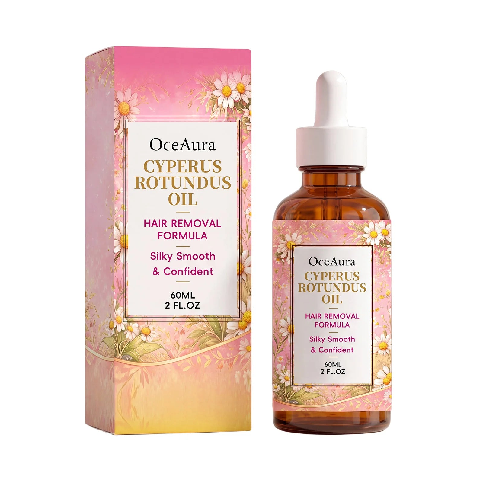 Oceaura Rotundus Hair Removal Care Essential Oil Reduces Growth Soothing Moisturizing Shrinking Pores Body Hair Removal Gentle Depilatory Care Oil