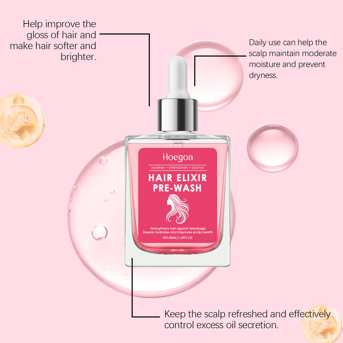 Pre-wash Hair Serum Ginger Root Extract Deeply Nourishes Scalp Softens Hair Reduces Split Ends Premium Scalp Care Treatment Essence