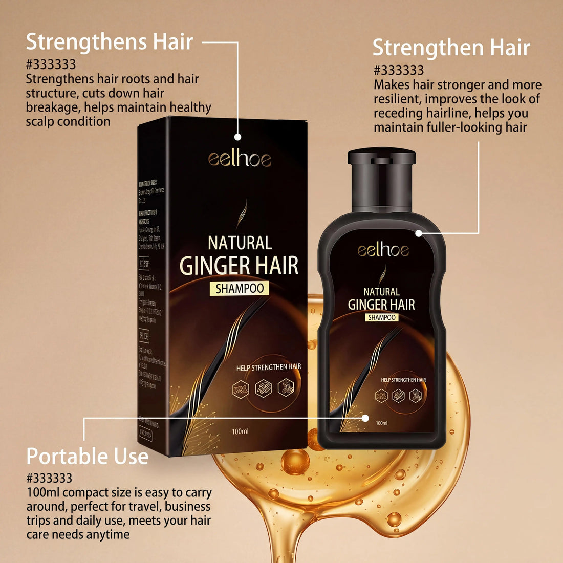 Ginger Extract Shampoo Lemon Scent Stimulates Follicles Activates Natural Growth System Improves Scalp Circulation Strengthens Hair Reduces Loss Hair Care Shampoo