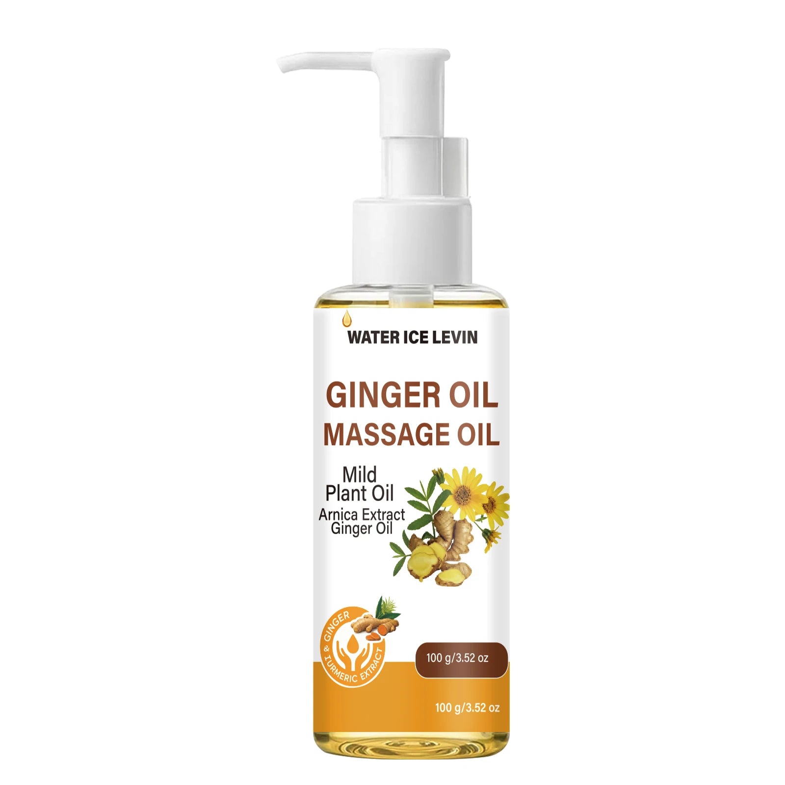 Natural Ginger Arnica Massage Oil, Hydrating Firming Plant-Based Body Care Essential Oil