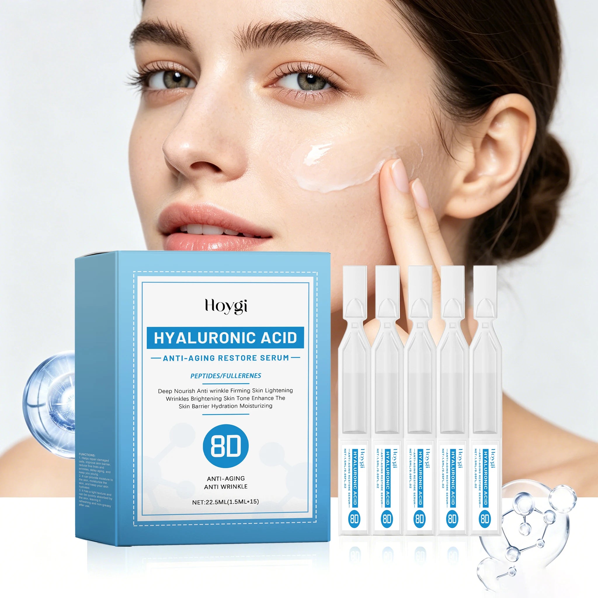 22.5ML Hyaluronic Acid Face Serum Deep Nourishing Enhance Smoothness Improve Skin Elasticity Strengthen Barrier Firming Facial Serum