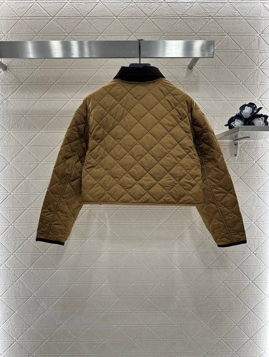 2025 Winter New Product Women's Corduroy Collar Short Cotton Jacket Nylon Material 405