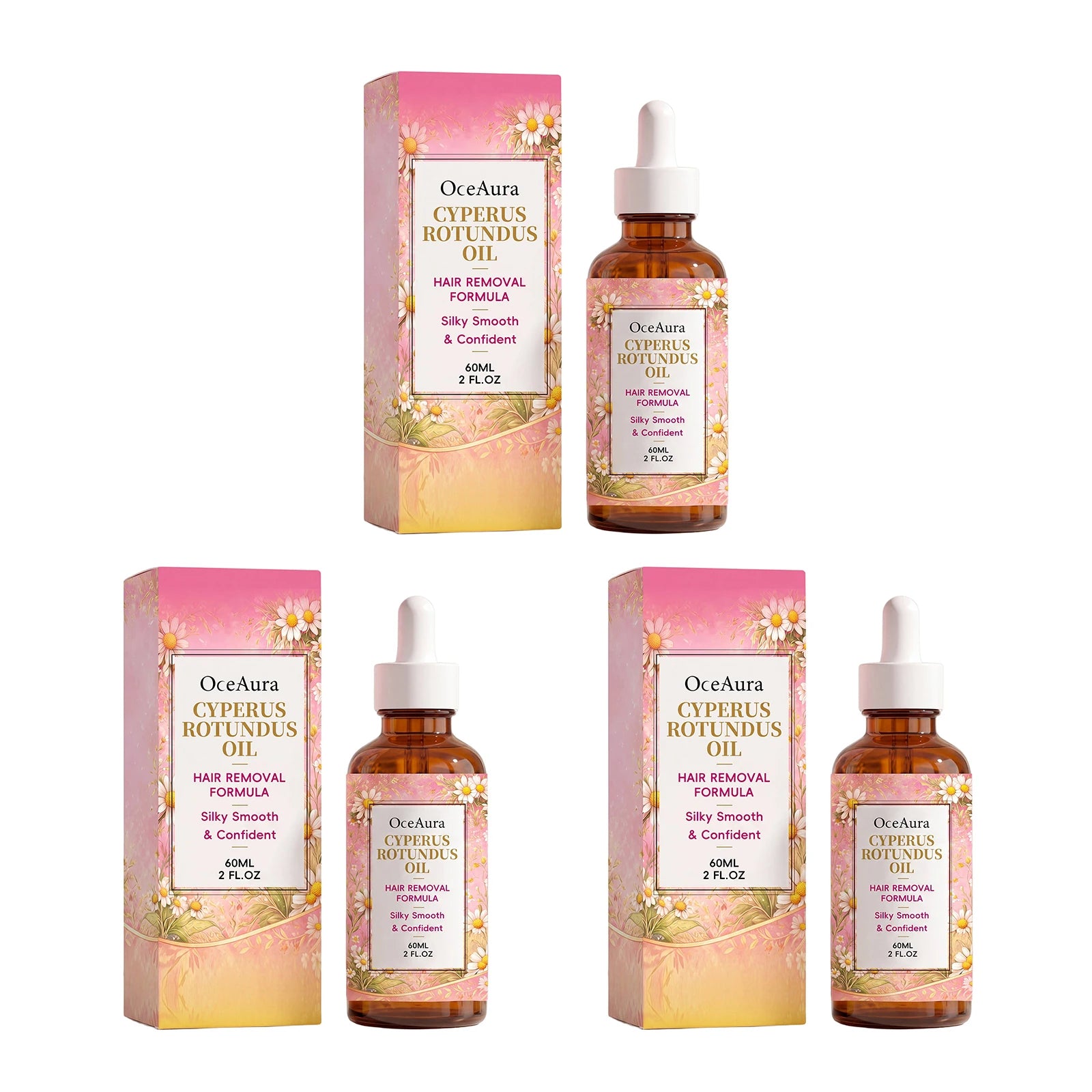 Oceaura Rotundus Hair Removal Care Essential Oil Reduces Growth Soothing Moisturizing Shrinking Pores Body Hair Removal Gentle Depilatory Care Oil