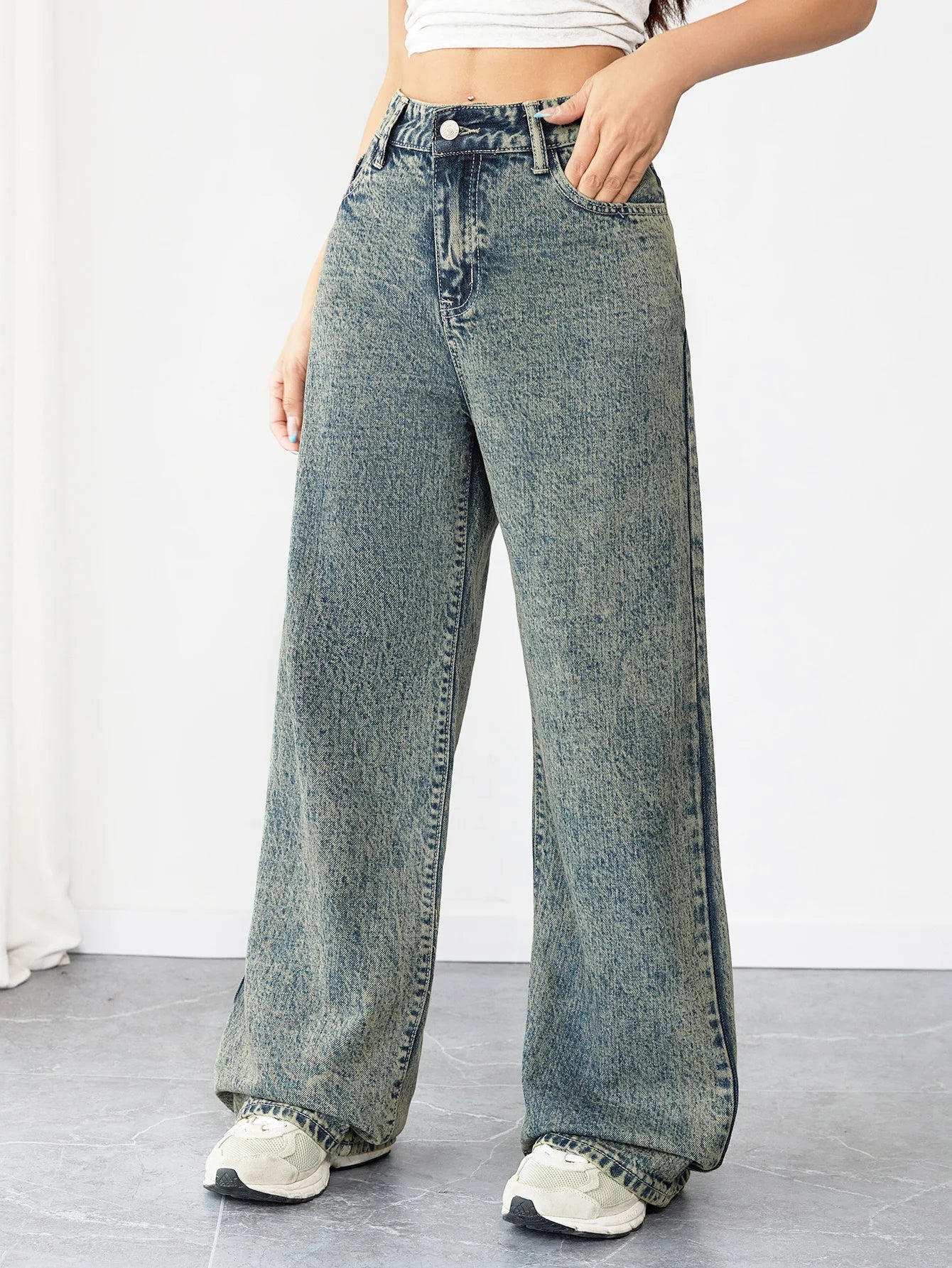 Loose Fit Wide Leg Denim Jeans for Women High Waist Casual Streetwear Vintage Style Comfortable Everyday Pants