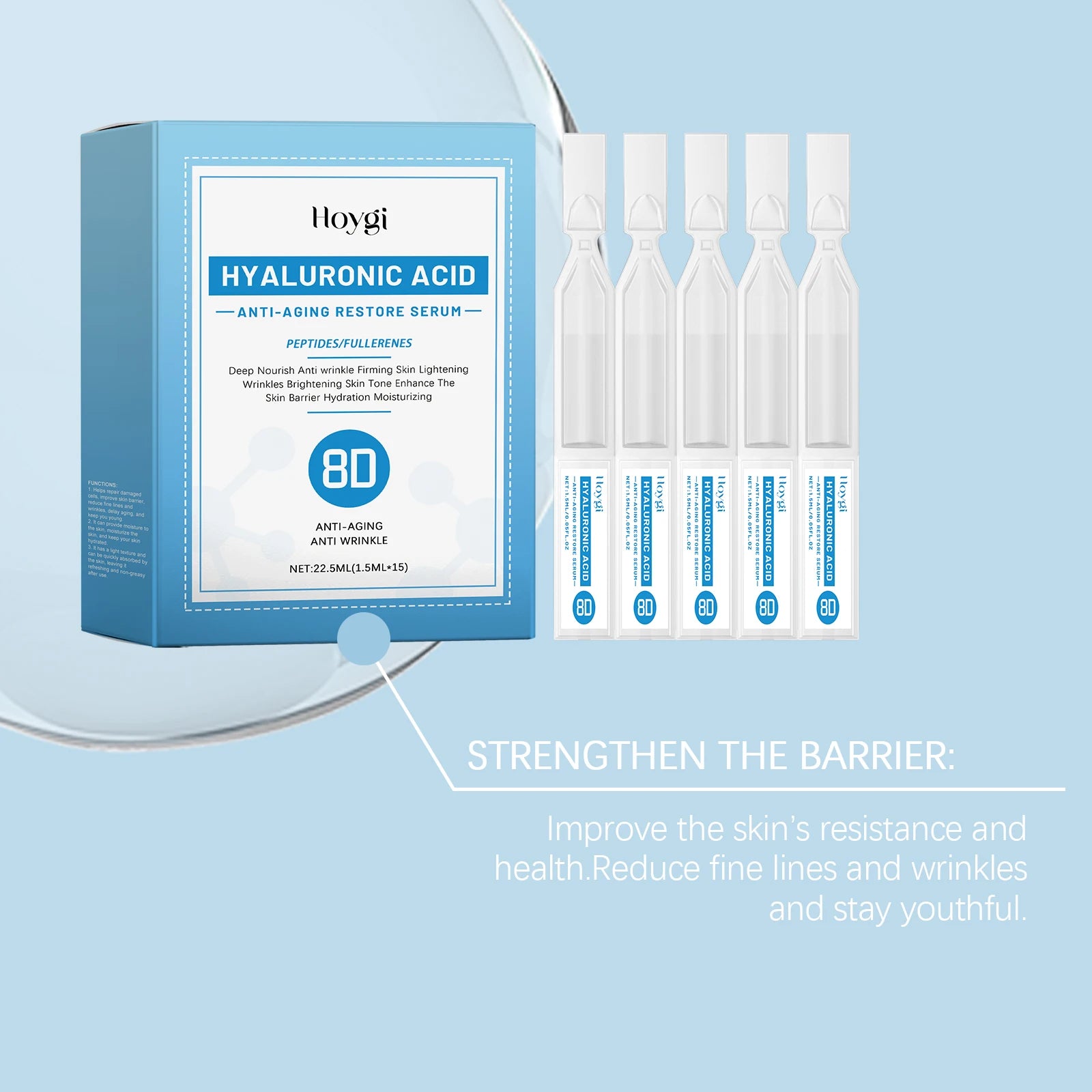 22.5ML Hyaluronic Acid Face Serum Deep Nourishing Enhance Smoothness Improve Skin Elasticity Strengthen Barrier Firming Facial Serum