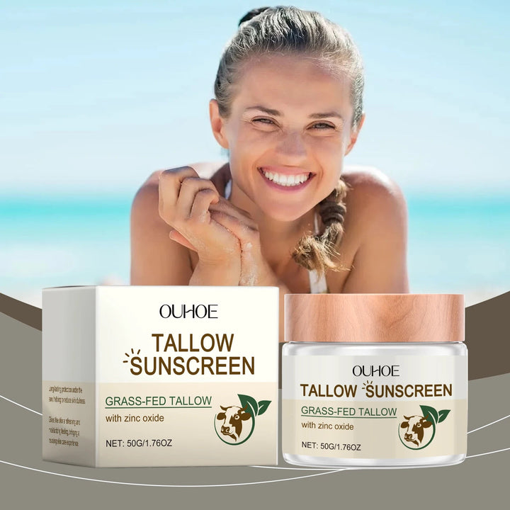 Ouhoe 50g Beef Tallow Sunscreen Uv Isolation Protect Oil Control Soothe Sunburn Moisturize Face Summer Refreshing Care Sunblock Halalzen