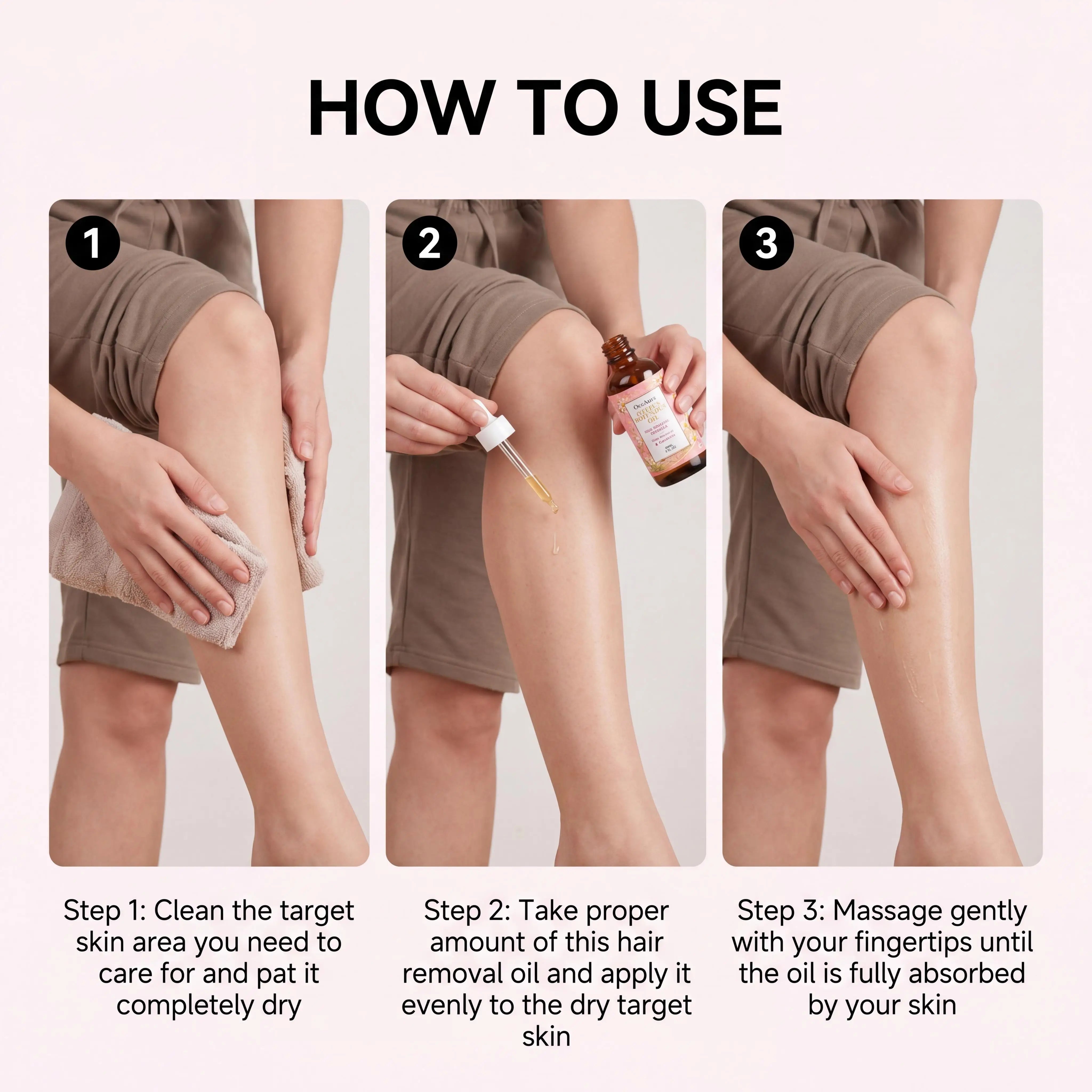 Oceaura Rotundus Hair Removal Care Essential Oil Reduces Growth Soothing Moisturizing Shrinking Pores Body Hair Removal Gentle Depilatory Care Oil