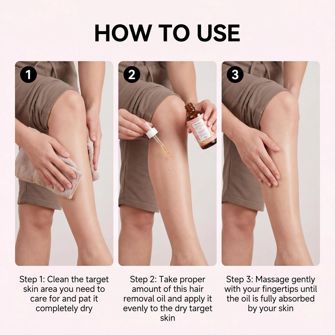 Oceaura Rotundus Hair Removal Care Essential Oil Reduces Growth Soothing Moisturizing Shrinking Pores Body Hair Removal Gentle Depilatory Care Oil