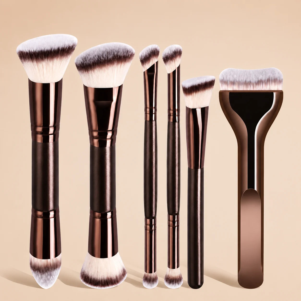Professional Dual-Ended Makeup Brush Set with Foundation, Contour, Blush, Powder, Eyeshadow and Concealer Brushes, Soft Syntheti