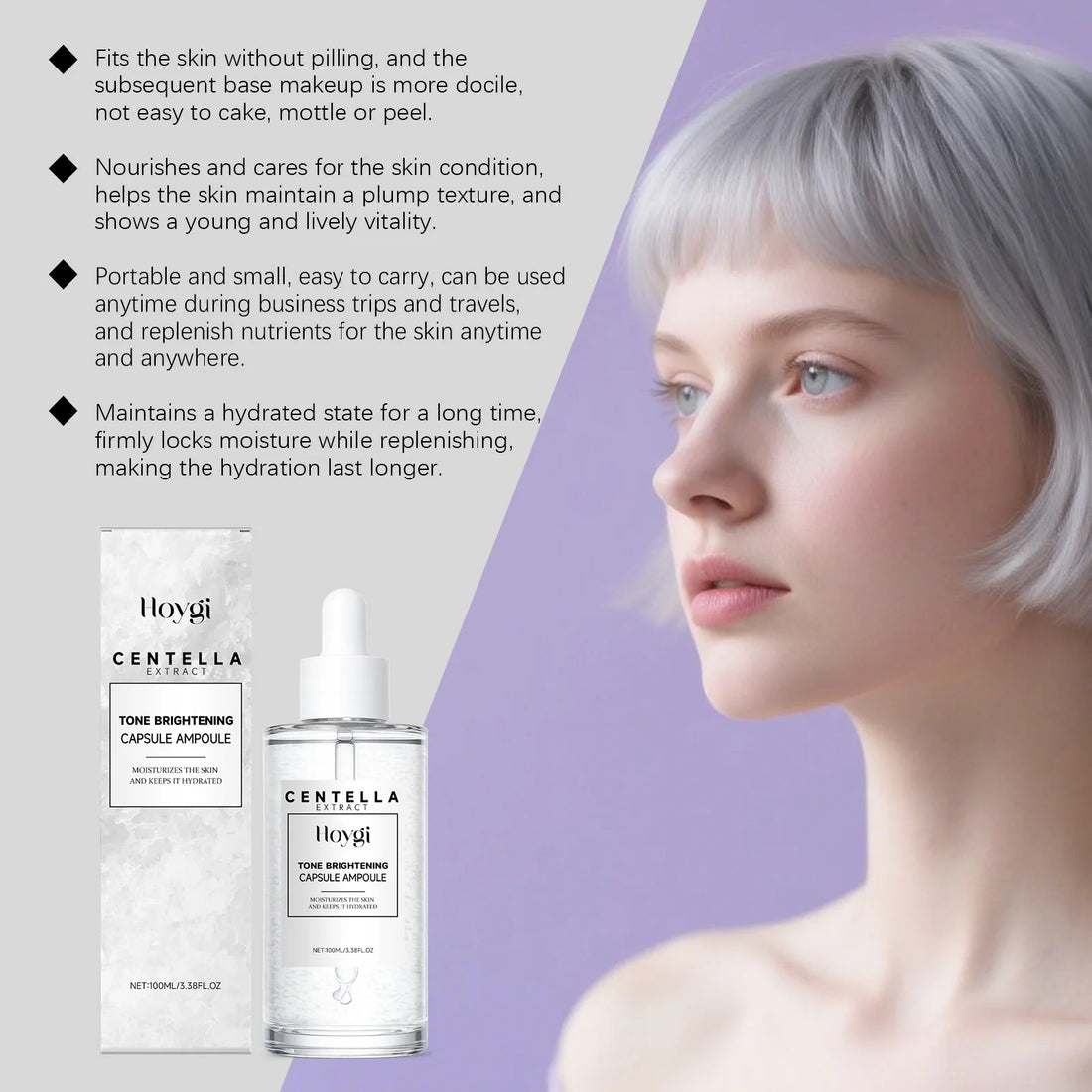 100ML Centella Face Serum Deep Moisturizing Improve Skin Texture Nourishing Pores Enhance Smoothness Glowing Non-greasy Daily Care Face Serum