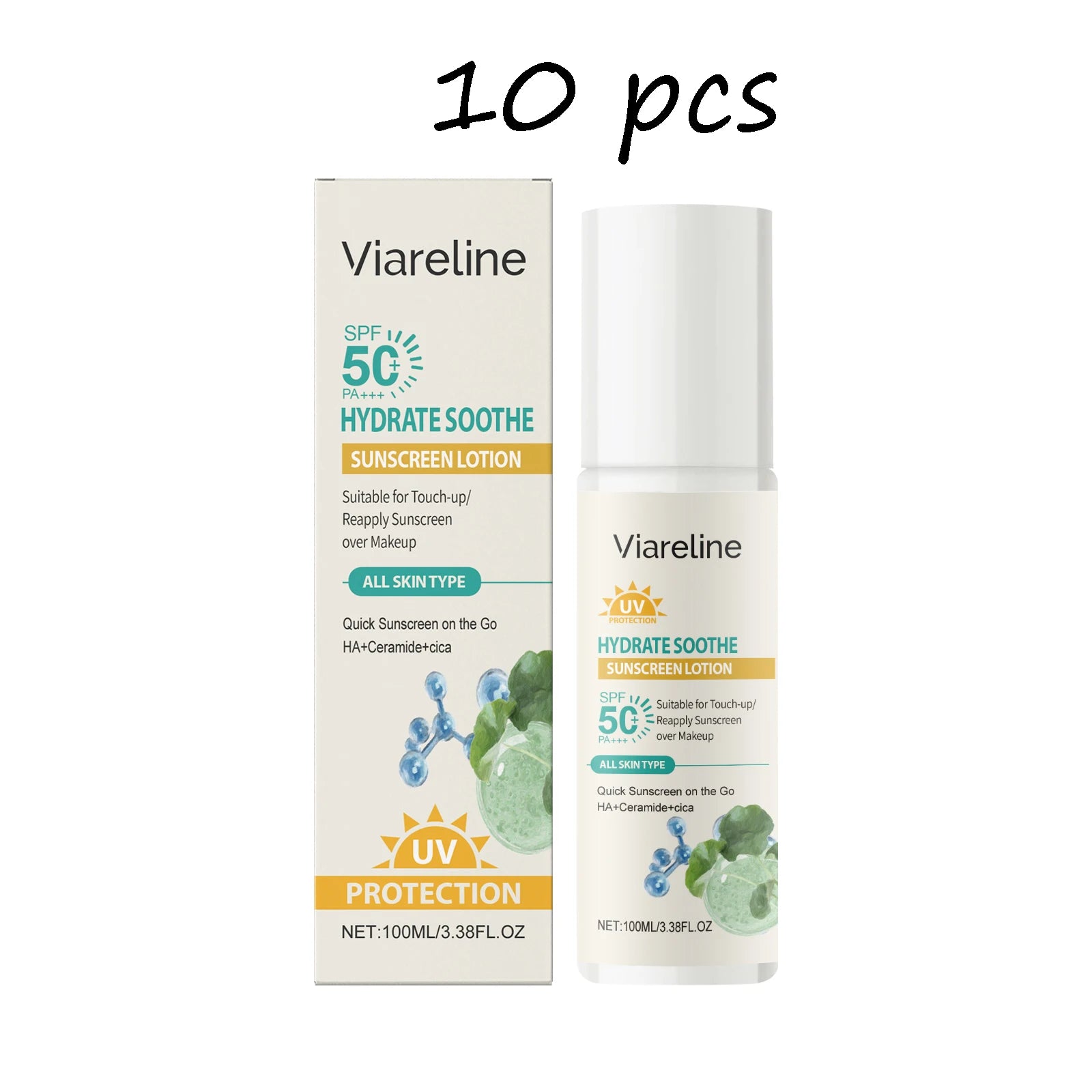 Viareline Hydrating Sunscreen Lotion Lasting Nourishing Prevent UV Refreshing Protective Soothing Redness Skin Sunscreen Cream