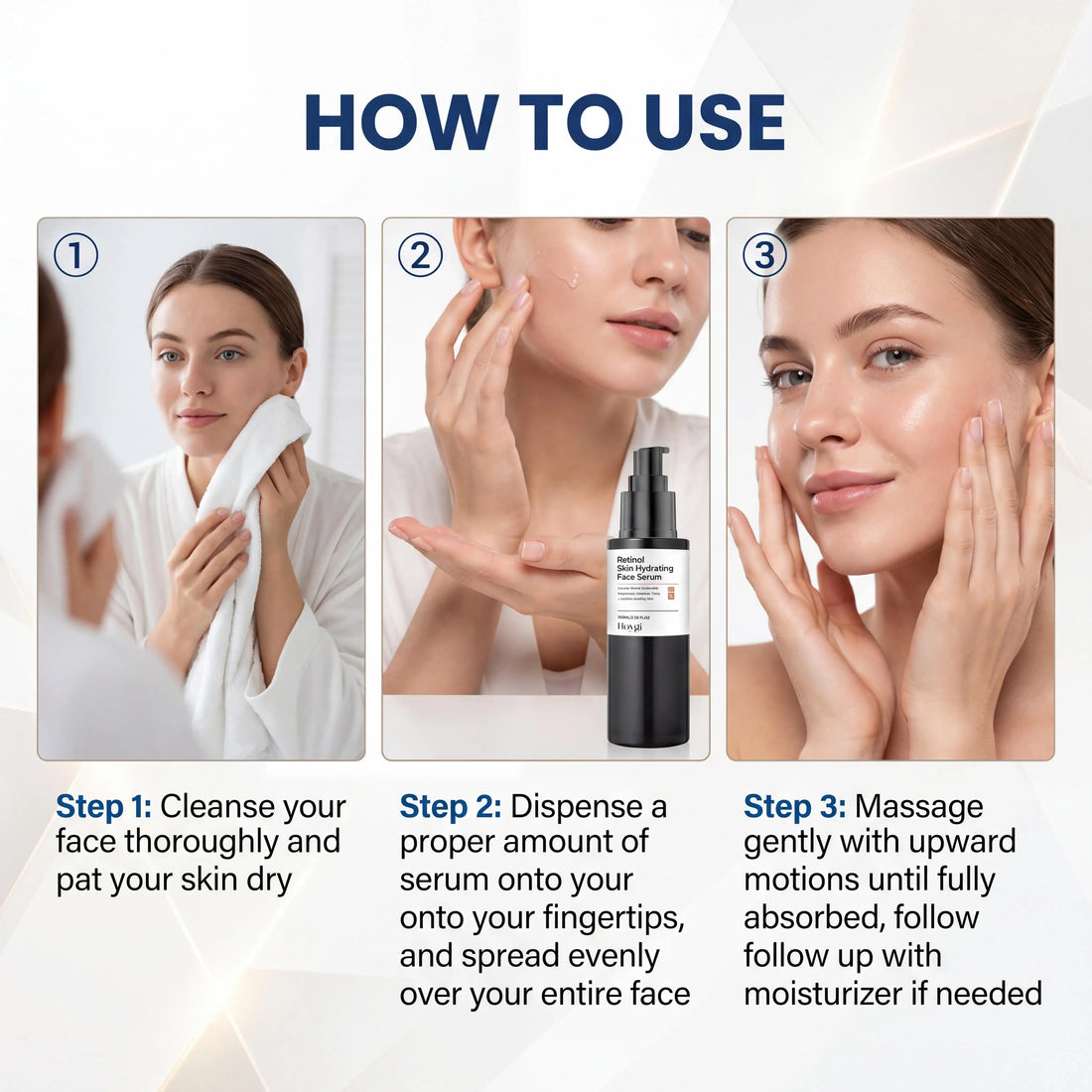 Hoygi Retinol Facial Serum Gentle Hydrating Brighten Skin Tone Firming Lifting Anti-Aging Smooth Fine Lines Daily Face Skin Care