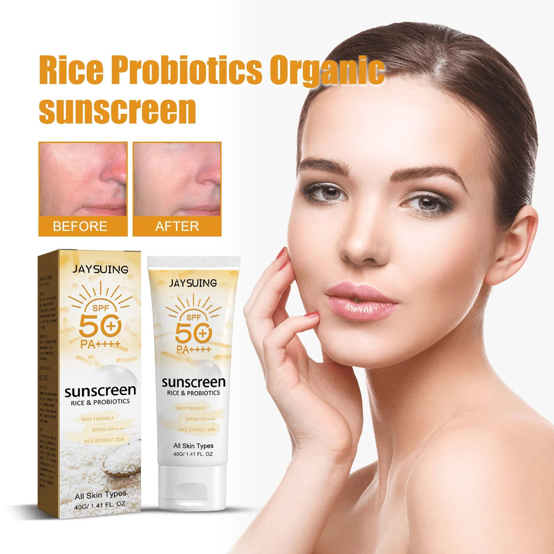 Jaysuing 40g Summer Probiotic Organic Sunscreen Outdoor Isolation Uv Protection Spf 50 Moisturizing Whiten Skin Body Sunblock Halalzen