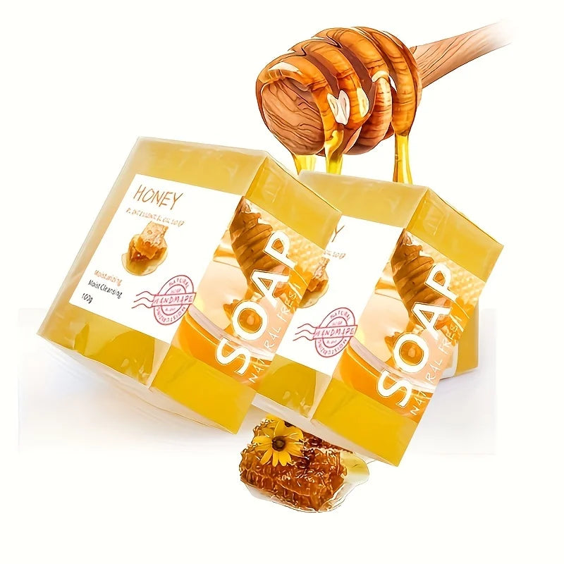 Natural Honey Handmade Soap Set with Essential Oils - 100g x 2pcs, Unisex, Perfect for Home or Travel Halalzen