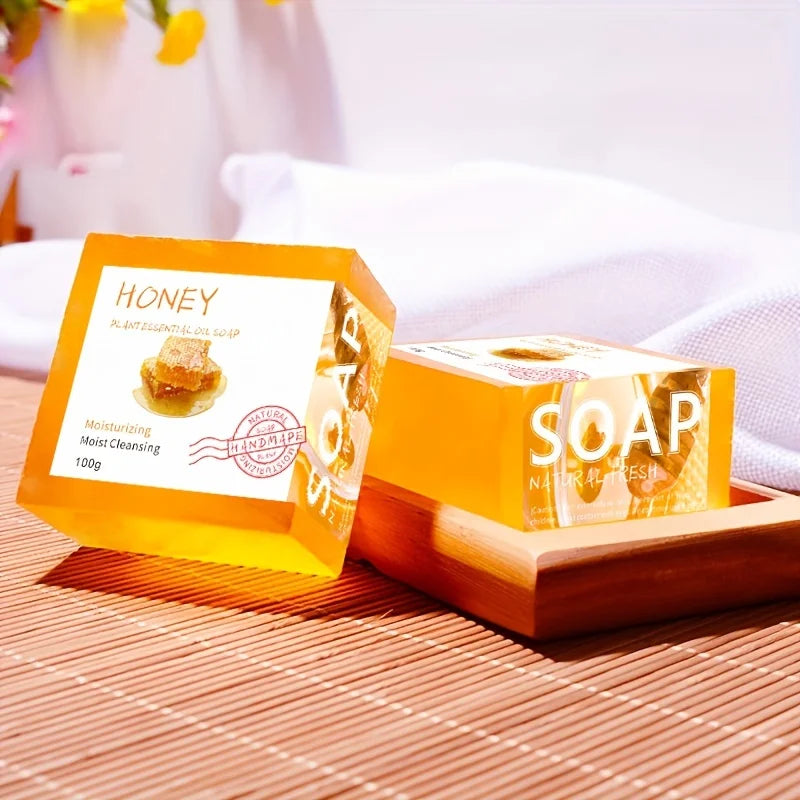 Natural Honey Handmade Soap Set with Essential Oils - 100g x 2pcs, Unisex, Perfect for Home or Travel Halalzen