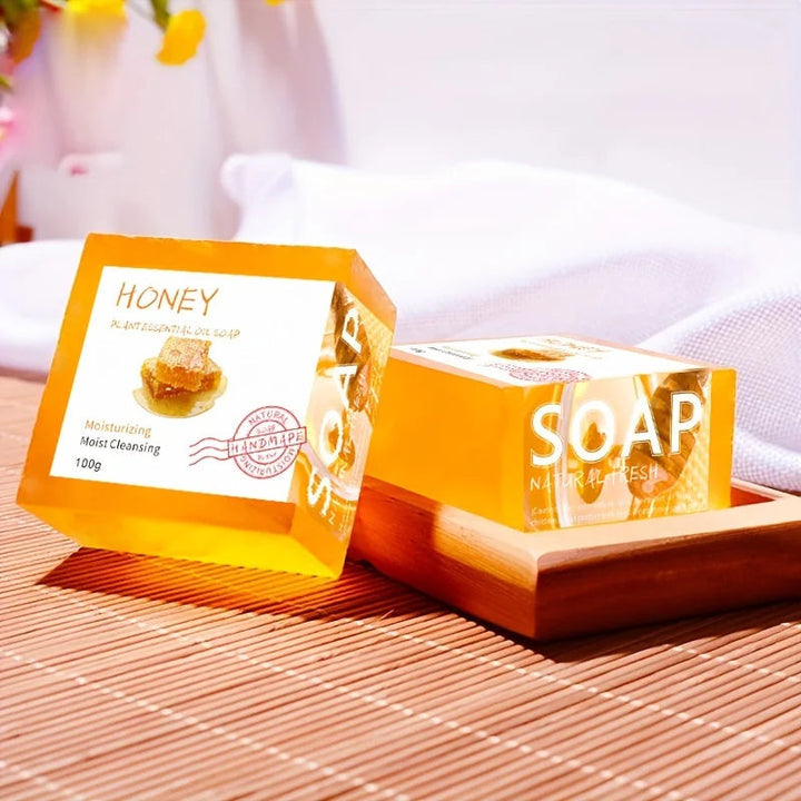 Natural Honey Handmade Soap Set with Essential Oils - 100g x 2pcs, Unisex, Perfect for Home or Travel Halalzen