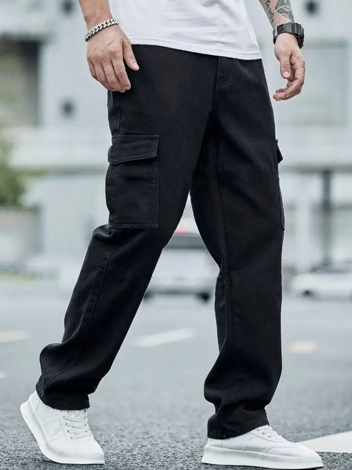 Men’s Cargo Jeans, Multi-Pocket Tactical Denim, Streetwear Edge from Coffee Runs to Concert Nights