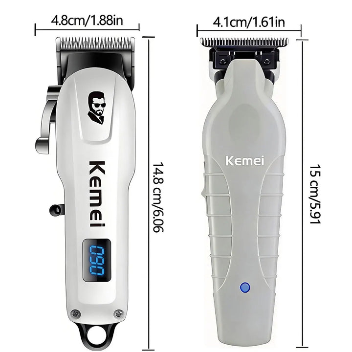 Kemei KM232 KM2299 Hair Clipper Combo Set for Men, Wireless Electric Hair Trimmer, USB Rechargeable, High-Power Hair Clipper for Home or Salon, Adjustable Blades for Carving, Edging, and Styling