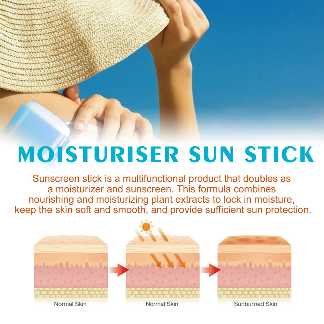 UV Protection Sun Stick Spf50 Waterproof Sweatproof Solar Blocker Moisturizing Lightweight Prevent Sunburn Anti Oxidant Sunblock