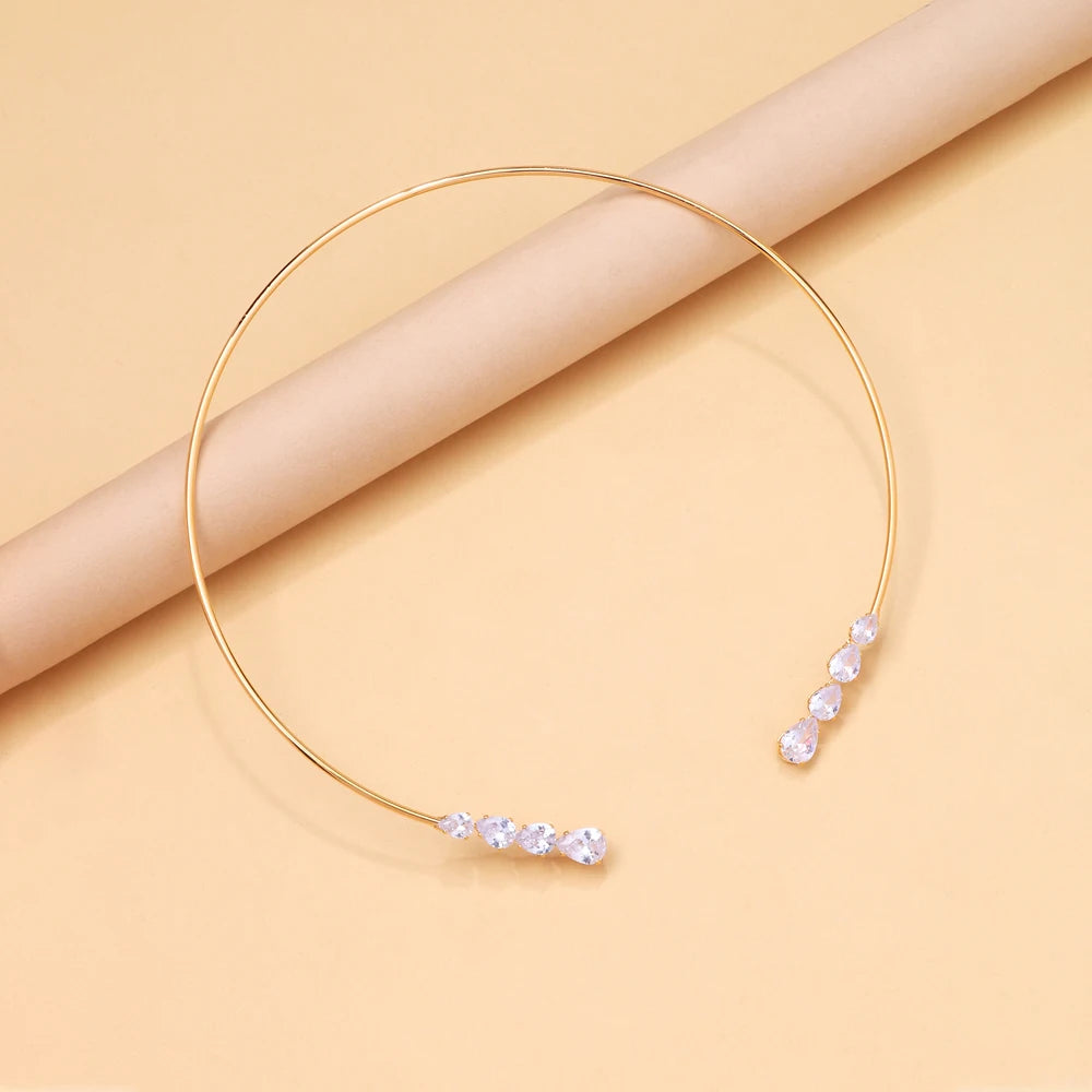 Stonefans Water Drop Choker Necklace Women Bling Neck Prom Accessories Rhinestone Fashion Sparkly Wedding Jewellery Party Collar