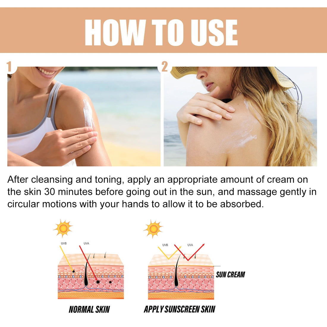 Sunscreen Spf 50+ Uv Shield Reduce Dryness Sunburn Repair Firming Skin Refreshing Oil Control Hydrate Brighten Sun Block Cream Halalzen