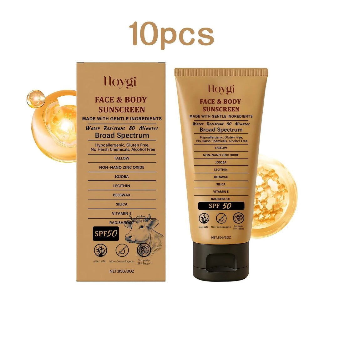 Hoygi 85g Beef Tallow Sunscreen Cream Spf50 Body Face Lasting Sun Protection Nourish Soothing Redness Refreshing Skin Sunscreen Halalzen