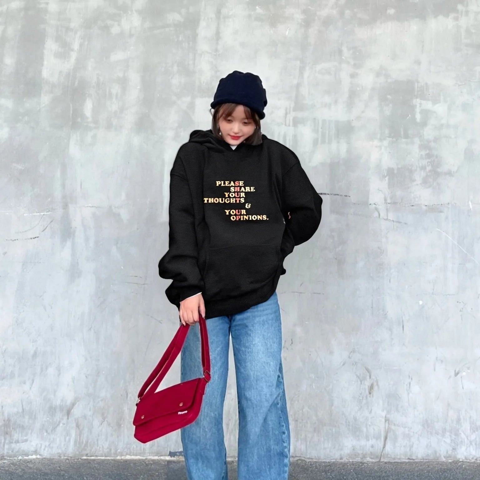 Share Thoughts Hoodie Inspiring Share Thoughts Pattern Casual Loose Long Sleeved Meaningful Motivational Comfortable Warm Top