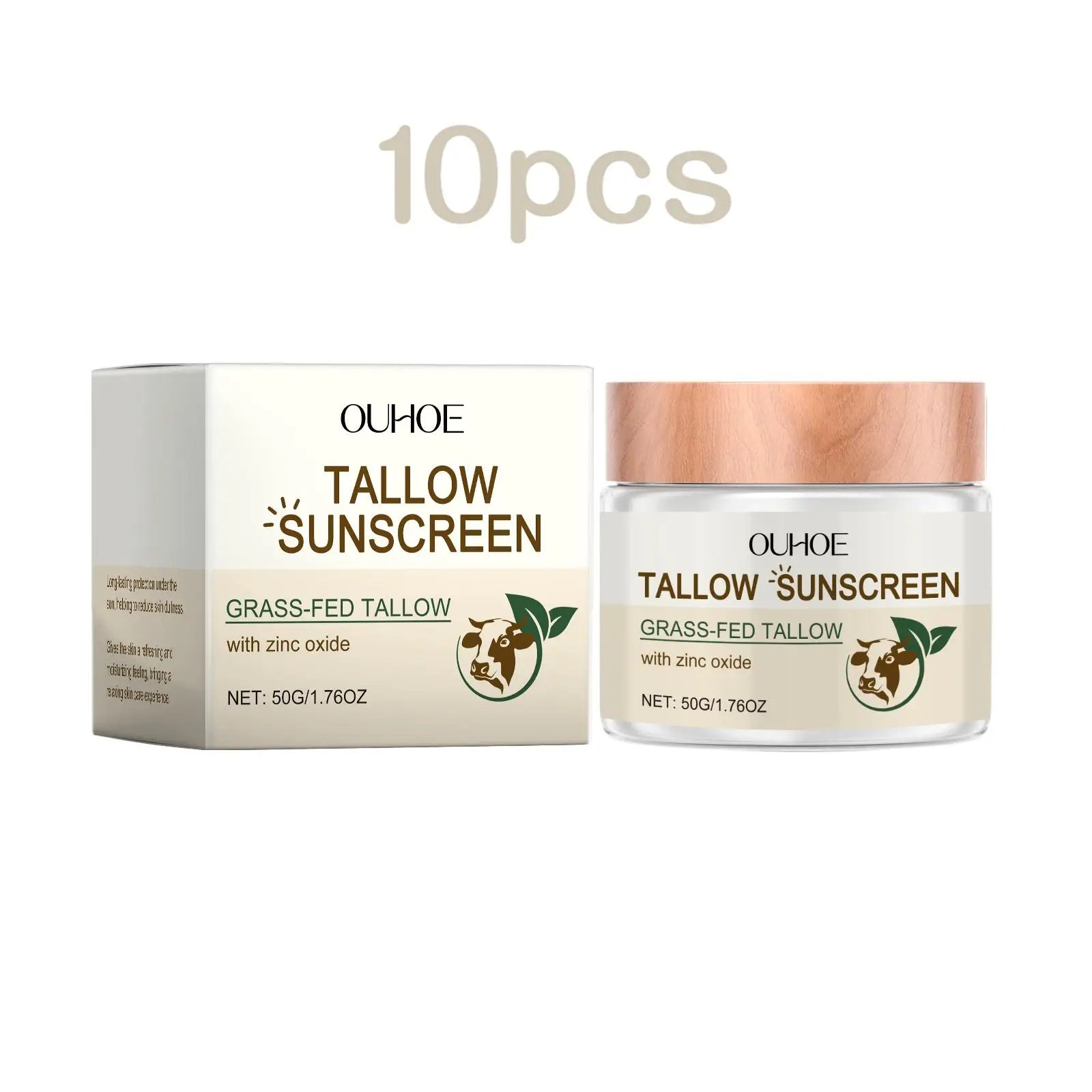 Ouhoe 50g Beef Tallow Sunscreen Uv Isolation Protect Oil Control Soothe Sunburn Moisturize Face Summer Refreshing Care Sunblock Halalzen