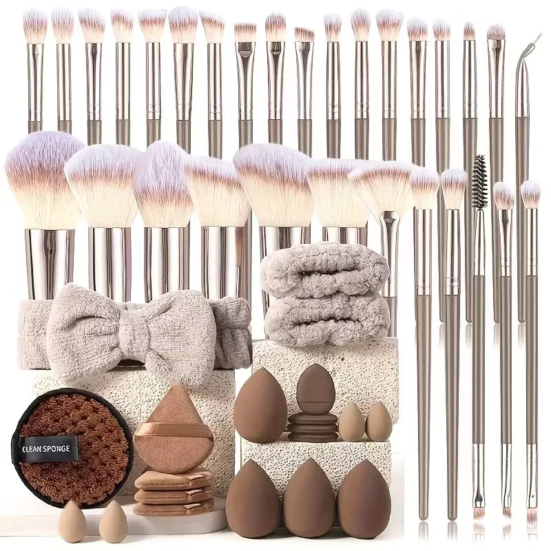 Premium Makeup Brushes Set, Including Makeup Brushes, Hairband Wrist Sponge Ball Powder Puff Silicone Cleaning Makeup Brush Tool
